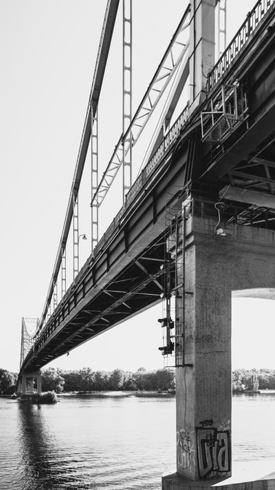 桥的灰度照片
